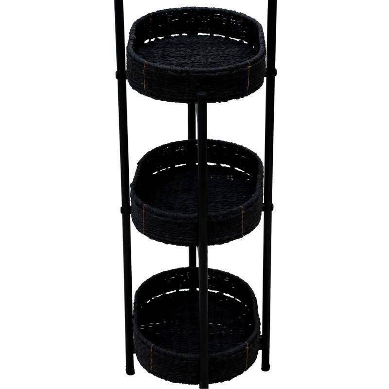 3-Tier Woven Tray Table - Oval Paper Rope Tray Table for Living Room