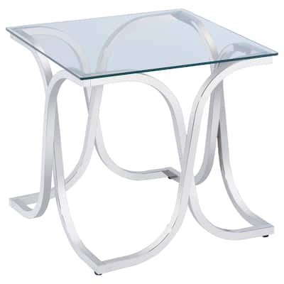 Tess Curved X-shaped End Table Chrome Silver