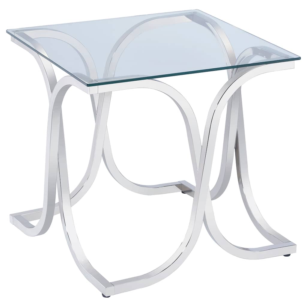 Tess Curved X-shaped End Table Chrome Silver