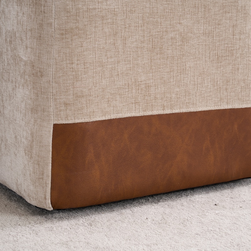 Linen Upholstered Armless Dining Chair with Casters