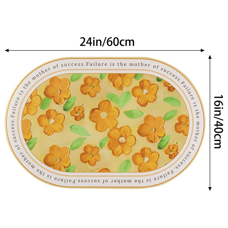 PVC Rubber Non-Slip Quick Dry Rugs Fit Under Door Super Absorbent Thin Fashion Washable Oval Floor Bath Mat