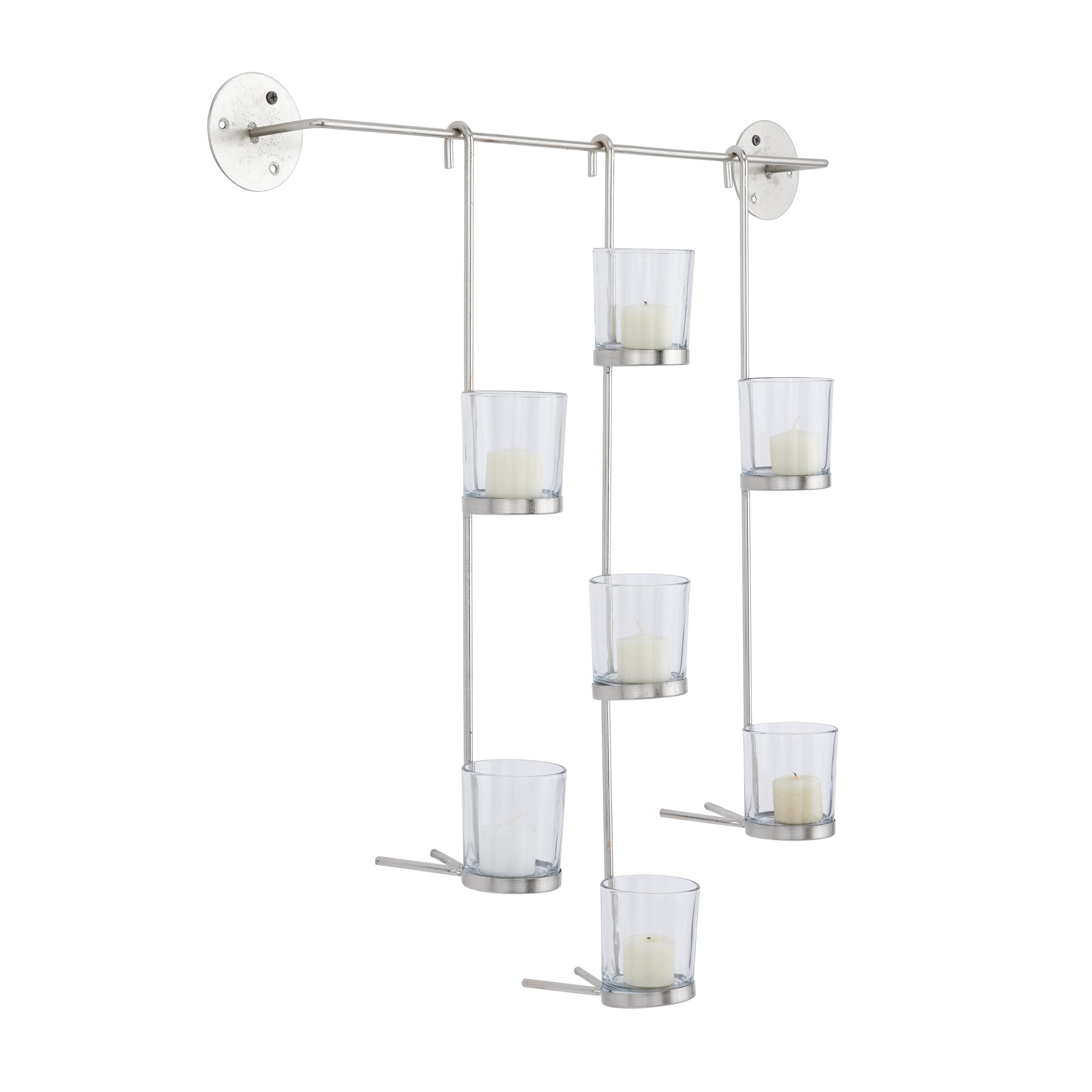 Metal 7 Candle Wall Sconce - Silver - CosmoLiving by Cosmopolitan