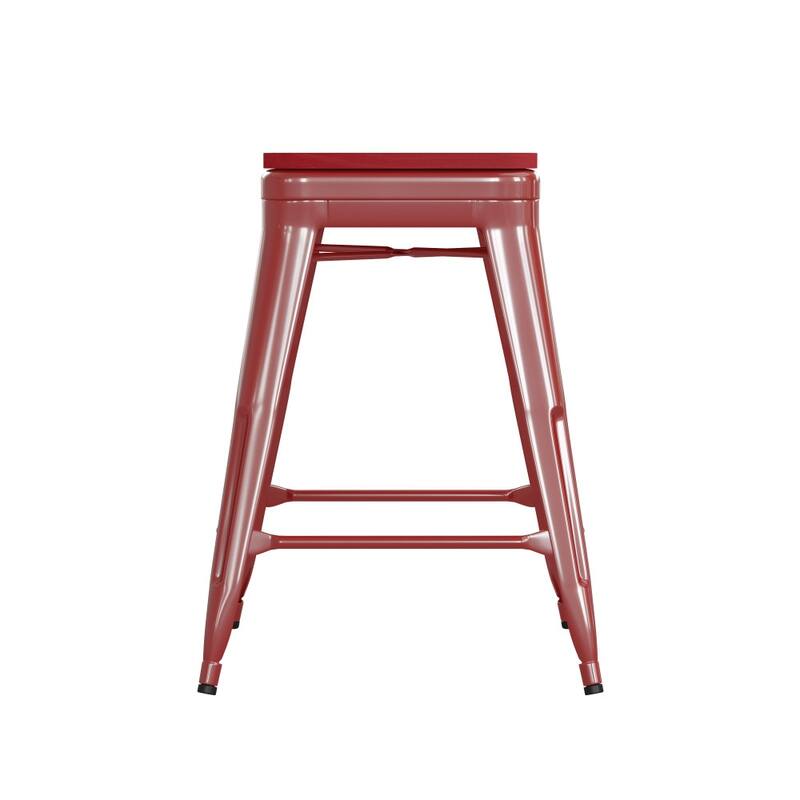 Indoor/Outdoor Backless Counter Stool with Poly Resin Seat
