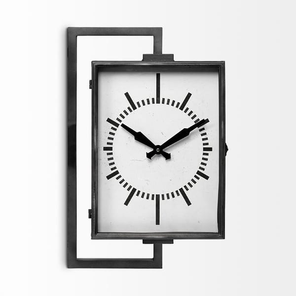 Rectangular Large Black Industrial style Wall Clock 22" x 5" Bed