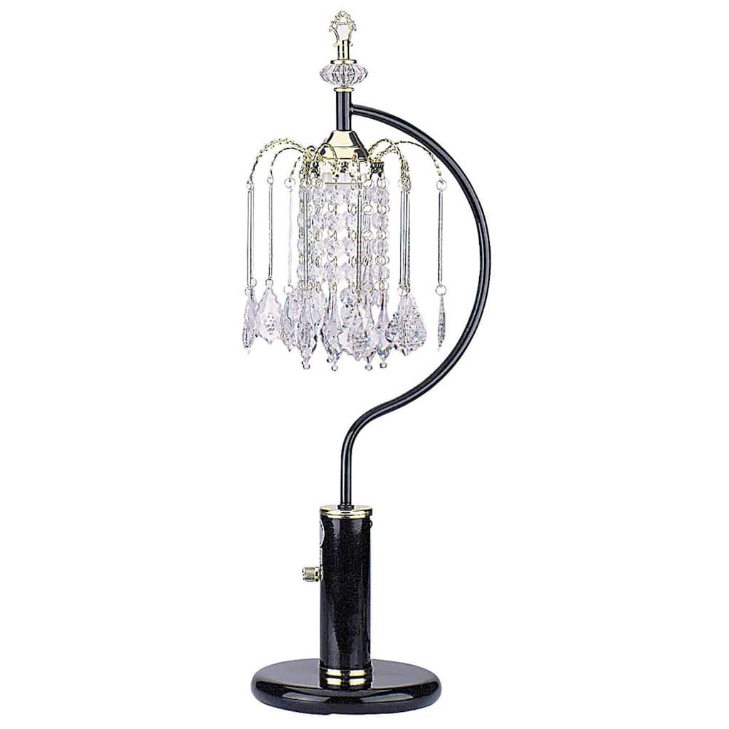 27" Black and Gold Metal Faux Crystal Chandelier Table Lamp - 12 x 12 x 27