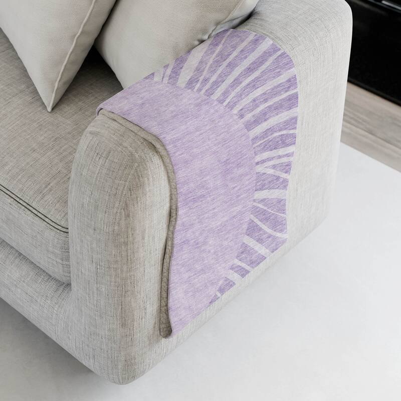 Premium Machine Washable Modern Sun Sherpa Throw Blanket - Lavender - 4'2" x 5'10"
