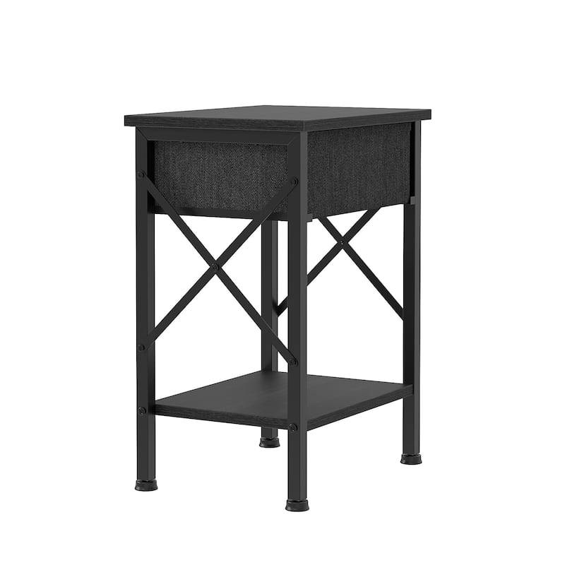 Javlergo 2 Pack X Frame Nightstand with Removable Fabric Drawer Easy to Clean Multifunctional End Table with Open Shelf