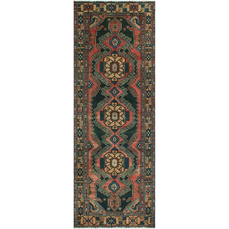Fine Vintage Distressed Abraham Rust/Charcoal Runner - 3'4" x 9'7"