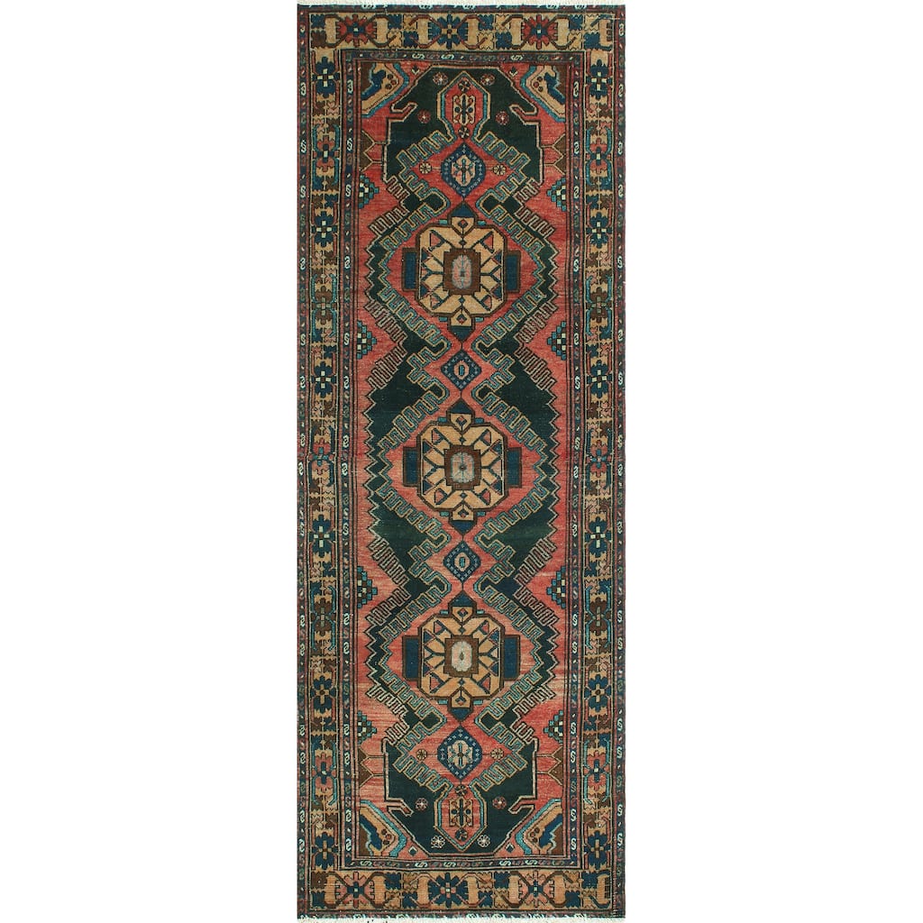 Fine Vintage Distressed Abraham Rust/Charcoal Runner - 3'4" x 9'7"