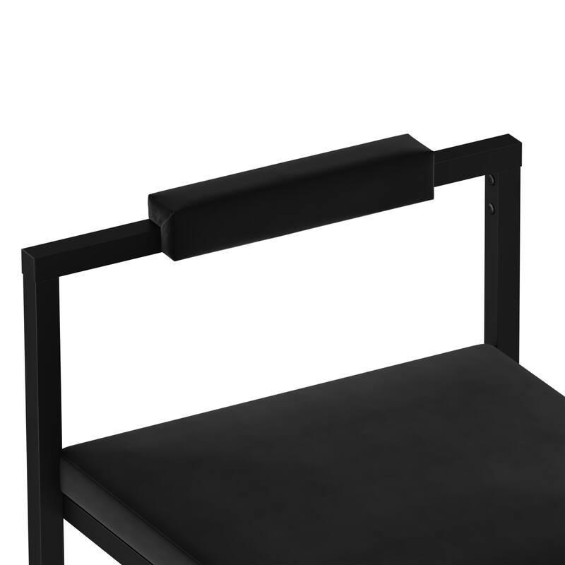 Velvet Upholstered Bar Stools Set of 2, Counter Height Bar Stools, Kitchen Island Stools with Footrest & Square Backrest