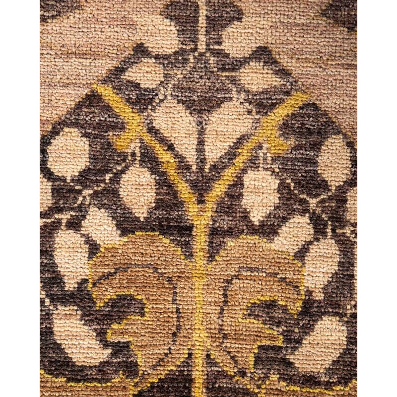 Overton Hand Knotted Wool Vintage Inspired Modern Contemporary Arts & Crafts Beige Area Rug - 5' 10" x 9' 4"