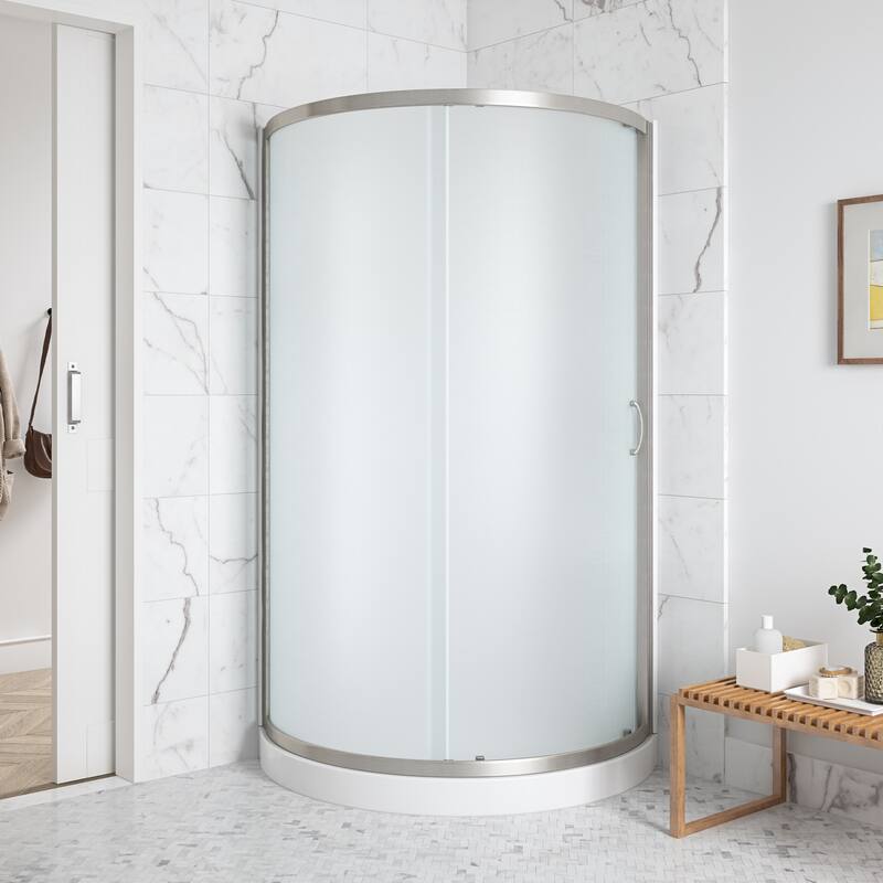 Ove Decors Breeze Shower Kit, Frosted Panels, Walls and Base - 32-inch - Satin Nickel