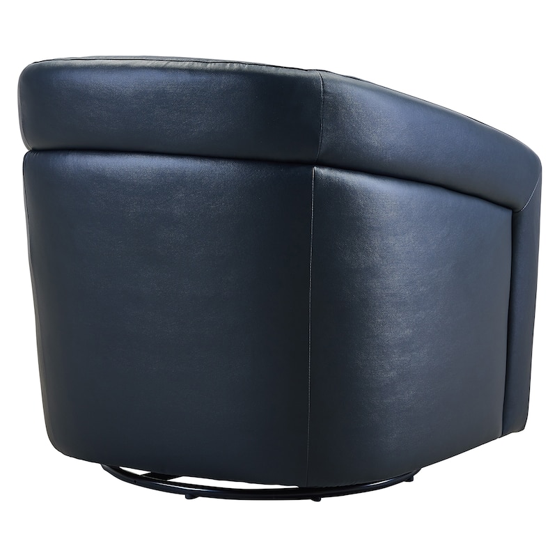 Desi Leather Swivel Barrel Arm Chair for Living Room