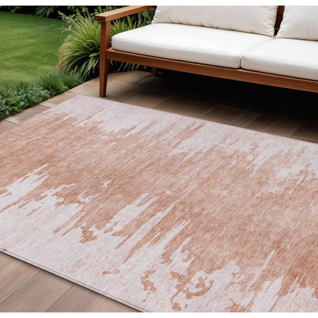 HomeRoots Abstract Transitional Rectangle Outdoor Rug