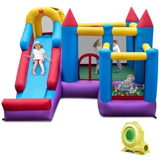 Costway 5-In-1 Inflatable Bounce Castle with Basketball Rim & Climbing
