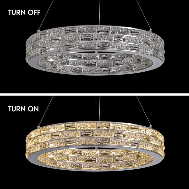 23.6 in. Modern Chrome Crystal Chandelier Luxury Pendant Light Adjustable Height for Dining Room