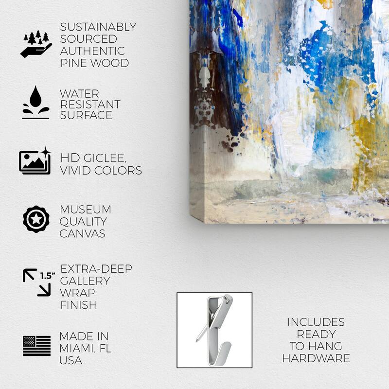 Wynwood Studio Canvas Abstract Rain at the Beach Blue and Modern & Contemporary Wall Art Canvas Print