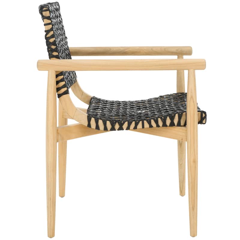 SAFAVIEH Clarissa Solid Wood & Leather Accent Chair (Fully Assembled) - W23" x D23" x H33" - 23Wx23Dx33H