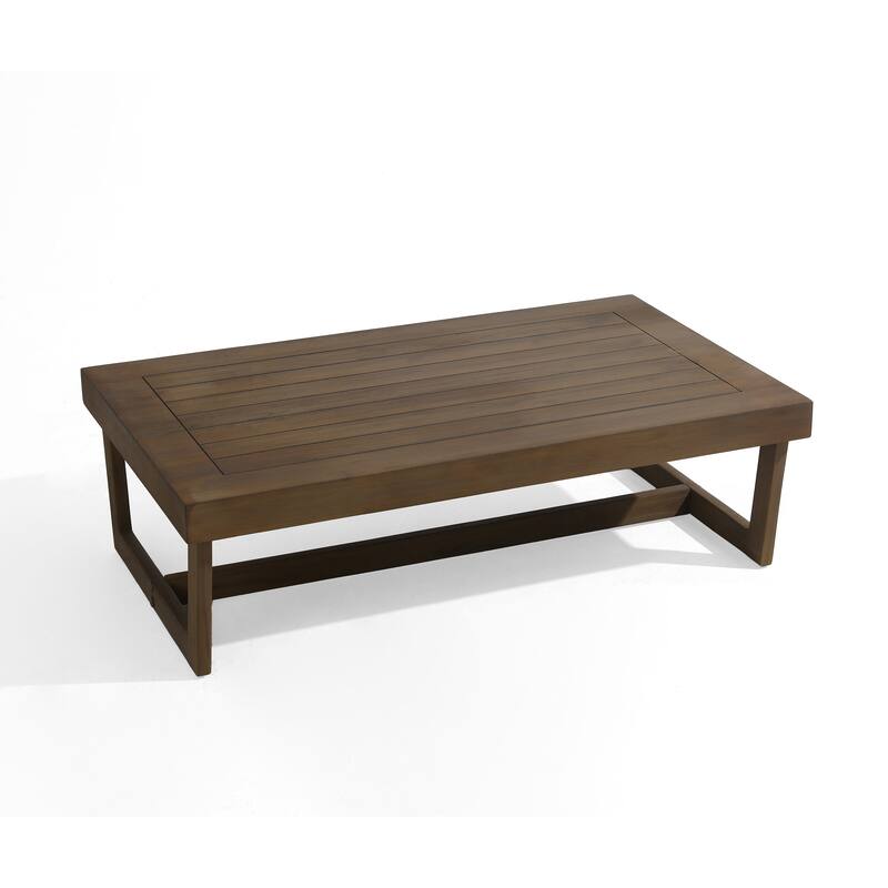 4Piece Wood Outdoor Loveseat Chair Conversation Set with Table Cushion