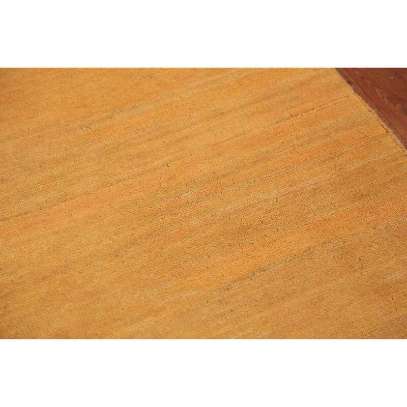 Yellow Modern Gabbeh Oriental Rug Hand-Knotted Wool Carpet - 2'7" x 6'0"