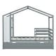preview thumbnail 19 of 41, Twin Size Solid Wood House Bed with Trundle and Writing Board for Kids
