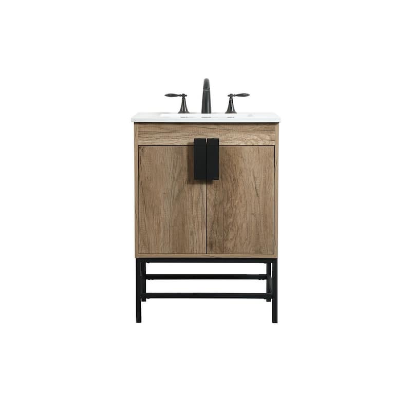 Elegant Lighting VF48824 Eugene 24" Free Standing Single Basin Vanity - Natural Oak - Oak Finish