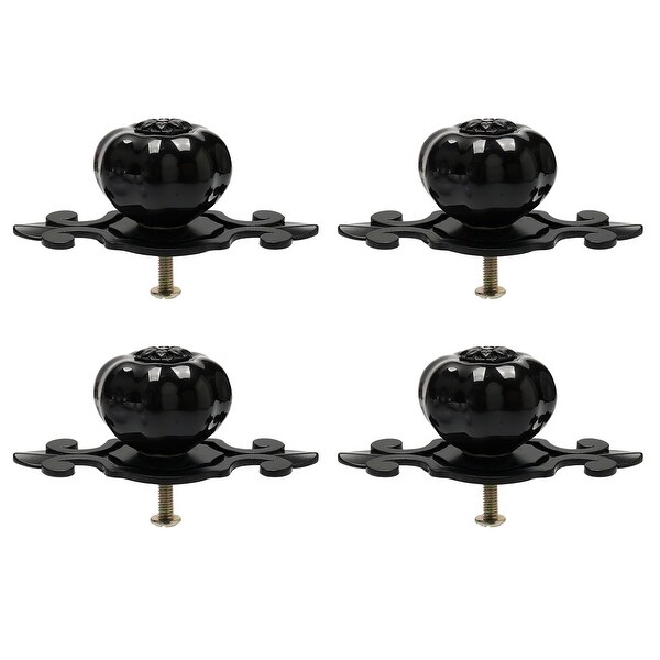4pcs Ceramic Knobs Drawer Pumpkin Shape Pull Handle Furniture Cabinet Door Cupboard Wardrobe Dresser Replacement Black