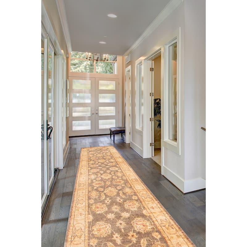 ECARPETGALLERY Hand-knotted Serapi Heritage Light Green Wool Rug - 2'7 x 19'7