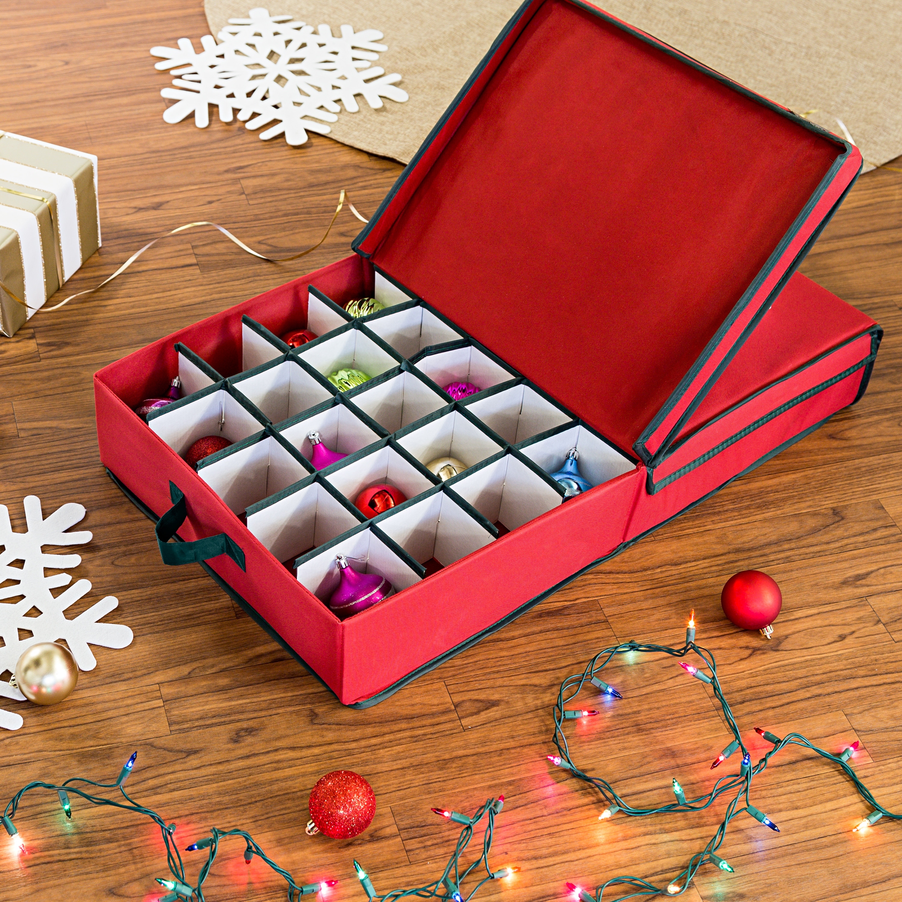 Tiny Tim Totes 83-DT5574 48 Christmas Ornament Organizer Storage Box - Red  