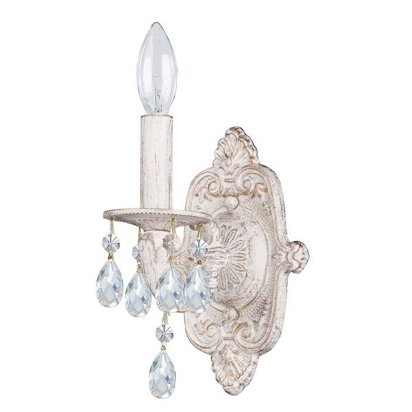 slide 1 of 1, Paris Market Vintage 1-light Clear Crystal Accent White Sconce - 6.25'' W x 9.5'' H x 6.25'' D