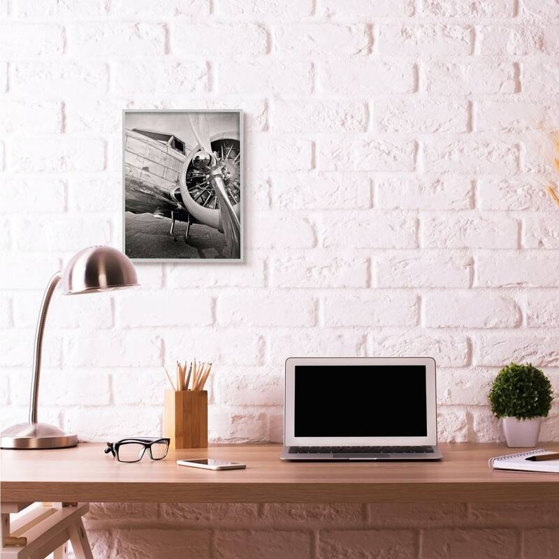 Stupell Old School Vintage Airplane Propeller Black And White Photograph Framed Wall Art