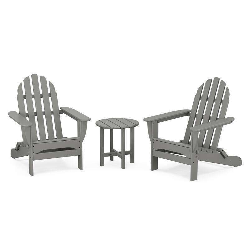 POLYWOOD Classic Folding Adirondack 3-Piece Set - Slate Grey