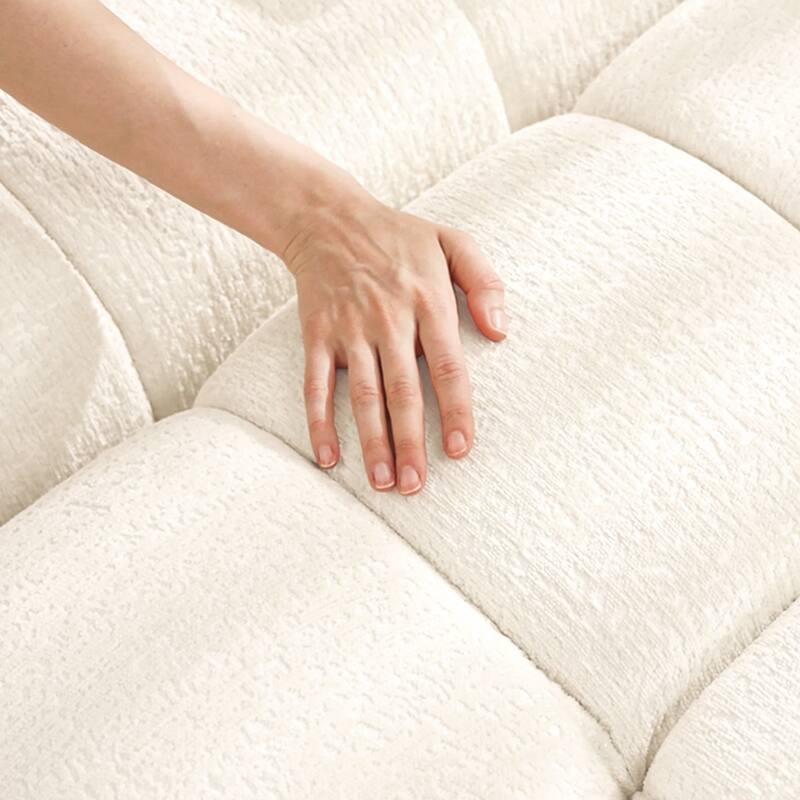 Modular 4-Seat Chenille Sofa Set with 2 Ottomans, High-Resilience Cushions and Solid Wood Frame