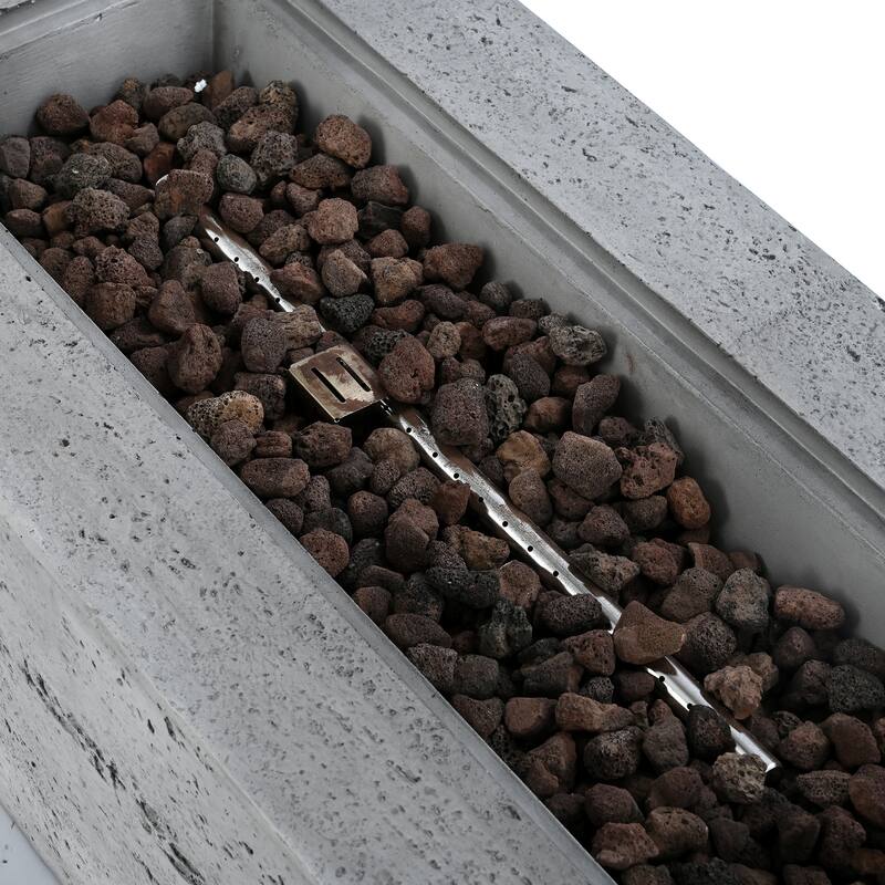 41.9" Outdoor Rectangular Propane Fire Pit 40000 BTU, Heater with Stainless Steel Burner and Free Lava Rocks, Waterproof Cover
