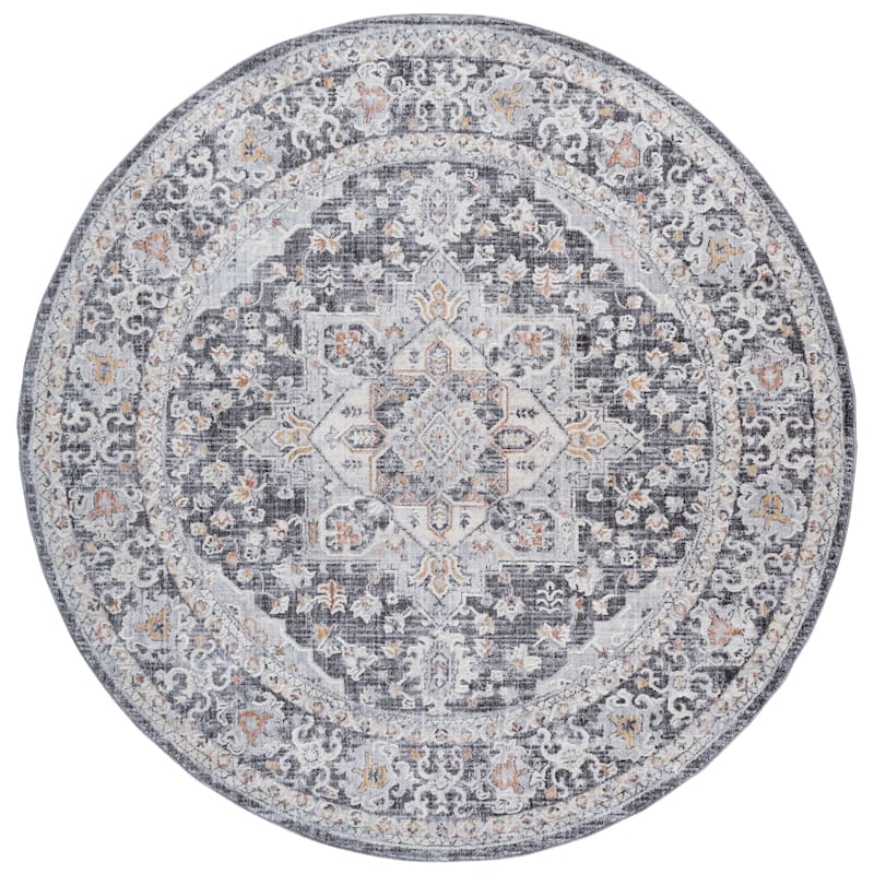 SAFAVIEH Scarlett Sorne Transitional Rug - 6'7" Round - Dark Grey/Ivory Rust