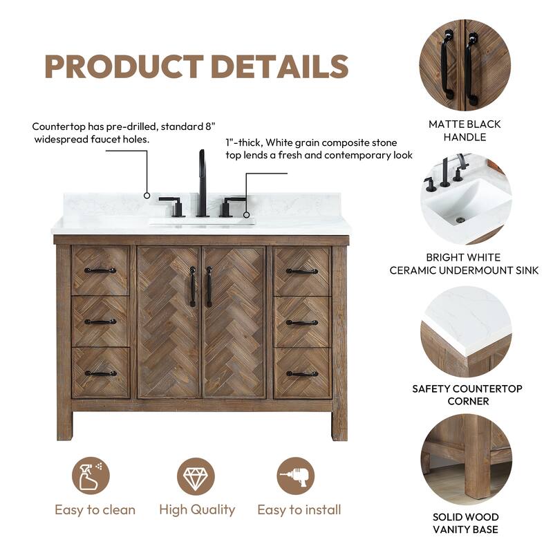 Javier Bath Vanity with Composite Stone Top and Mirror