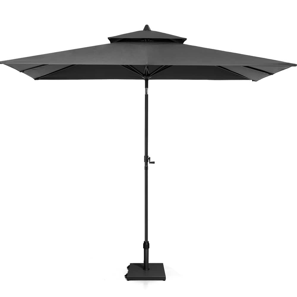 Pellebant 9 x 5 Ft Outdoor Double Top Market Umbrella with Wheels Base