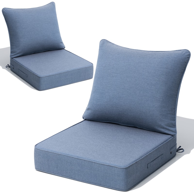 Outdoor Patio Deep Seat Sunbrella Fabric Cushion Set Chair Cushion - 2PC - Spectrum Denim