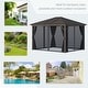 preview thumbnail 17 of 17, Outsunny 10' x12' Hardtop Gazebo with Aluminum Frame, Permanent Metal Roof Gazebo Canopy with 2 Hooks, Curtains and Netting