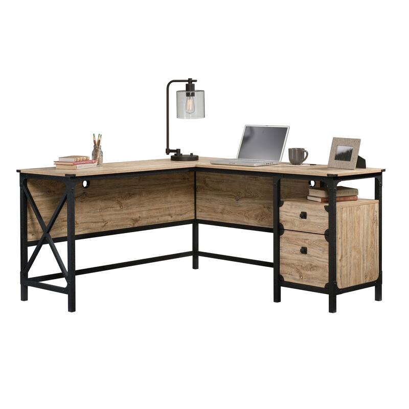 Wood L-Shaped Desk with Large Surface, Brown
