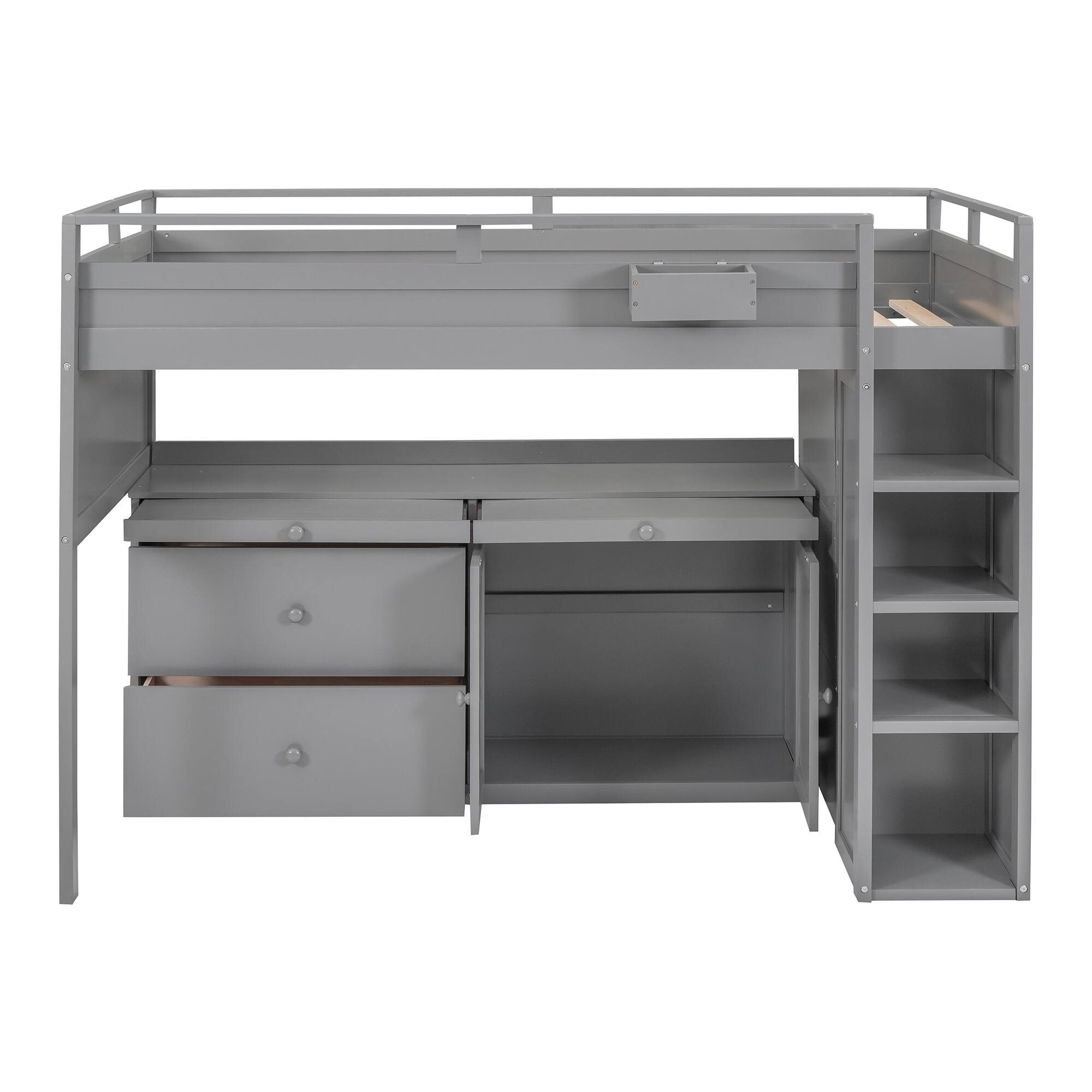 Twin Size Loft Bed with Rolling Cabinet and Desk & Storage Drawers ...