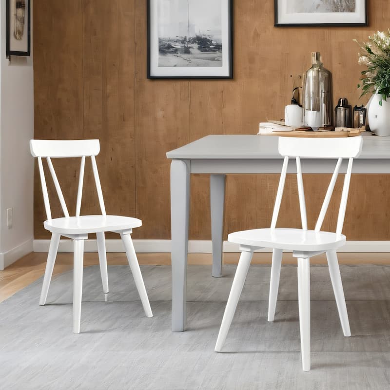 Windsor 17.4" Wide Wooden Dining Chairs - Set of 2 - White