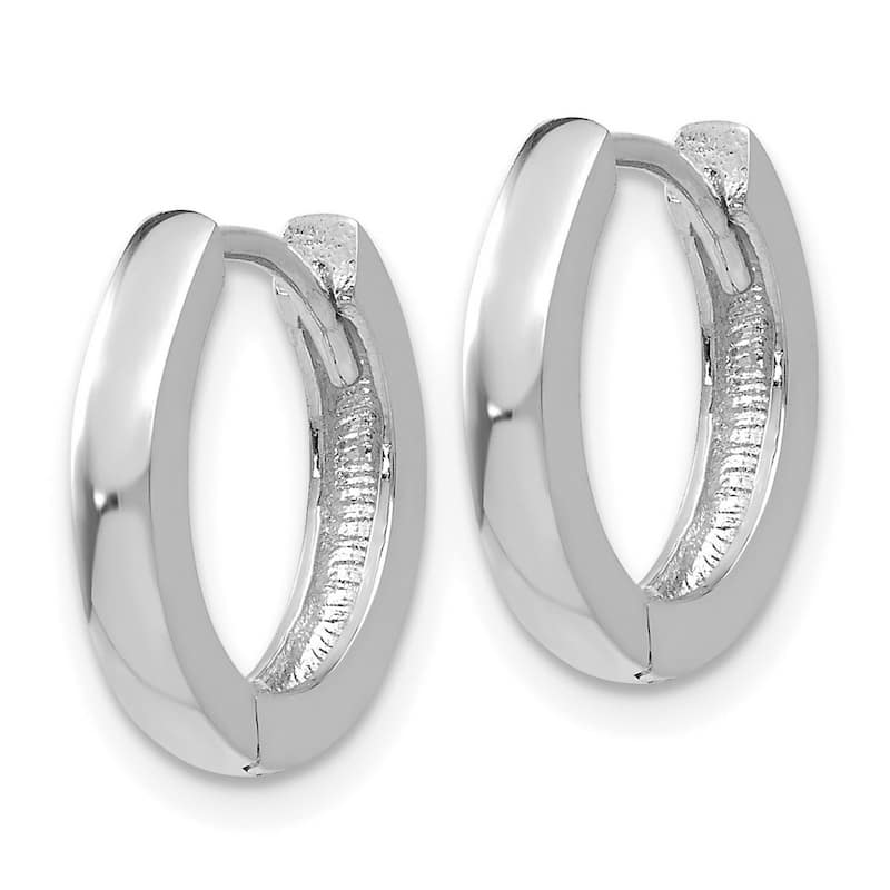 Curata 14k White Gold Solid Polished Hinged 10x2.5mm Hoop Earrings