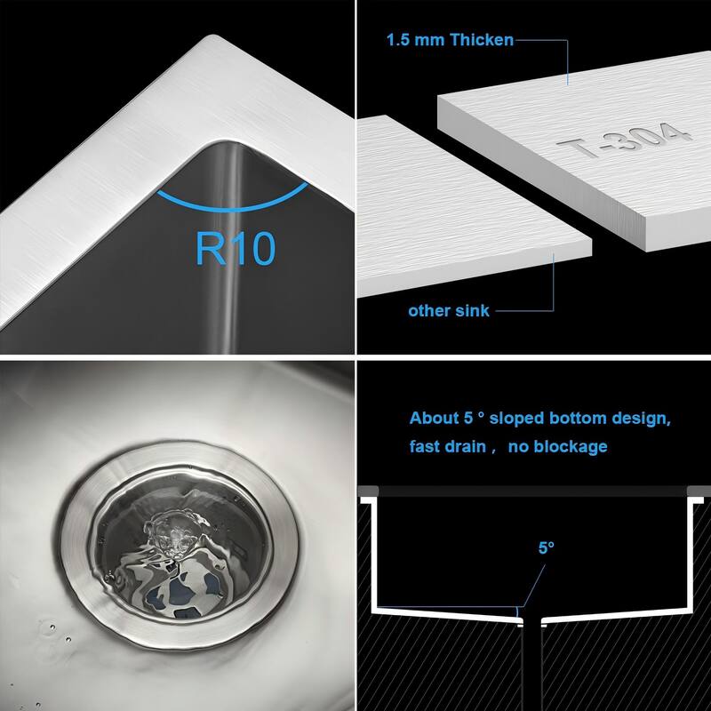 30 x 22 x 9 inch Kitchen Sink Drop In 16 Gauge Stainless Steel 30" Single Bowl Topmount Kitchen Sink Basin