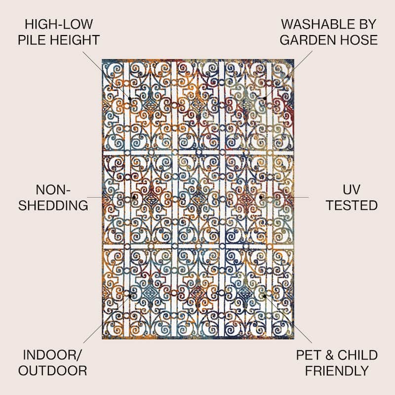JONATHAN Y Tropics Ornate Trellis Indoor/Outdoor Area Rug