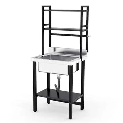 ingle Bowl 304 Stainless Steel Sink Restaurant Kitchen with Shelves