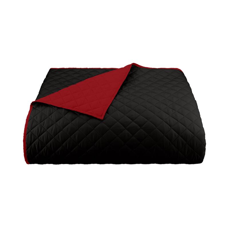 Martex Reversible Coverlet - Ebony/Red - Queen