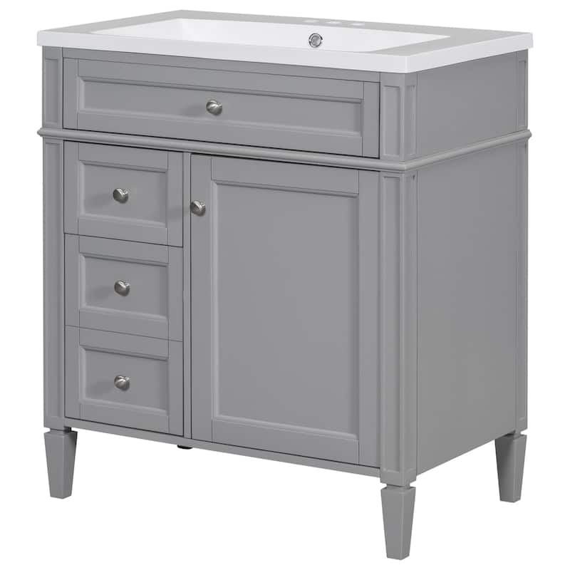 Plywood Freestanding Bathroom Vanity Set in Maple with Mirror Cabinet - 30" x 18"