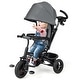 preview thumbnail 3 of 26, Gymax 4-in-1 Baby Tricycle Toddler Trike w/ Reversible Seat Canopy & Grey