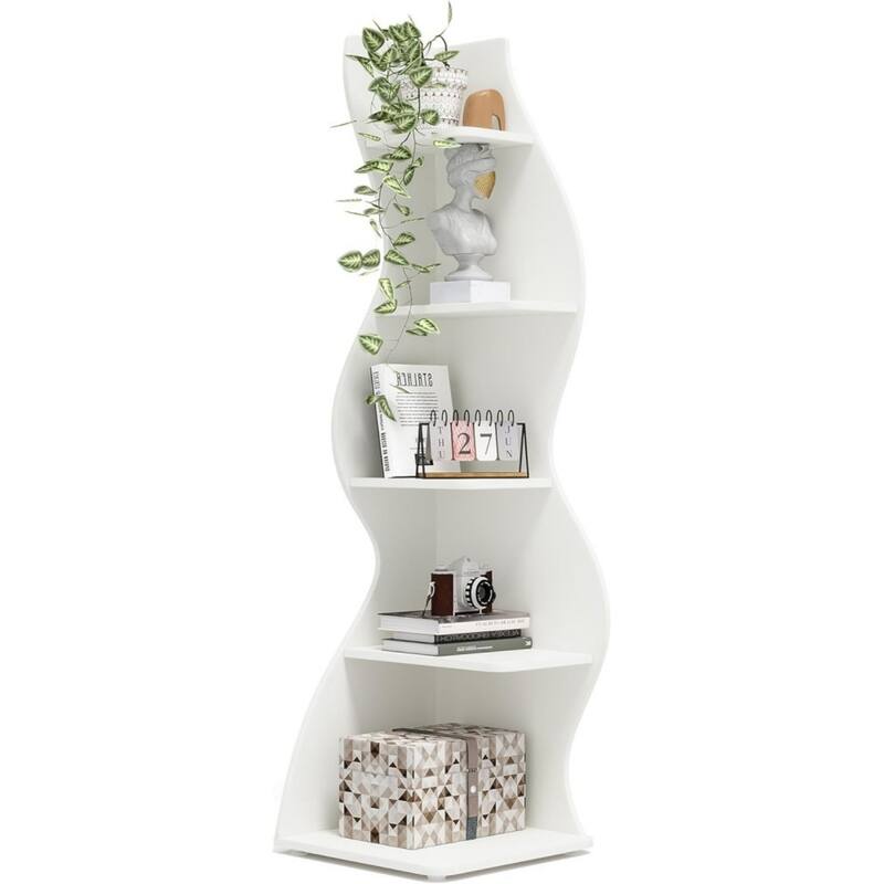 70.47" 5-Tier Wall Corner Bookshelf Corner Shelf Storage